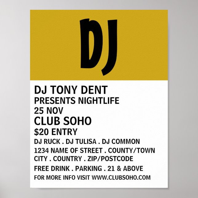 Poster Modern Bold, DJ, Club Event Advertising (Frente)