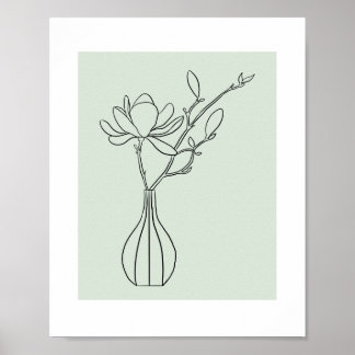 Poster Modern Botanical Sage Green Illustration