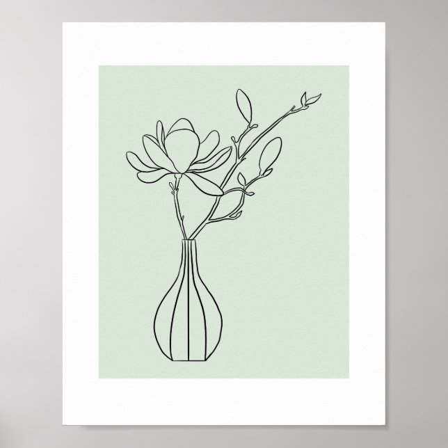 Poster Modern Botanical Sage Green Illustration (Frente)