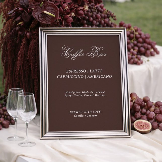 Poster Modern Brown Wedding Coffee Bar  (Criador carregado)