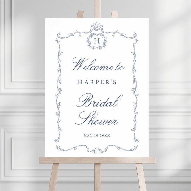 Poster Modern Classic French Frame Wedding Dusty Blue (Criador carregado)