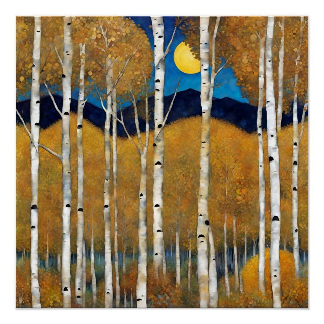 Pôster Modern Colorado Aspens Mountain Fall Poster (Frente)
