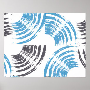 Poster Modern, cool, trendy blue abstract brush strokes