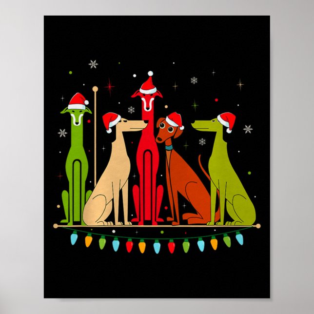 Poster Modern Dogs 60s 70s 80s Style Funny Dogs Christmas (Frente)