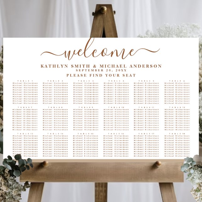 Poster Modern Dusty Beige Simples Casamento 18 Assentos d (Criador carregado)
