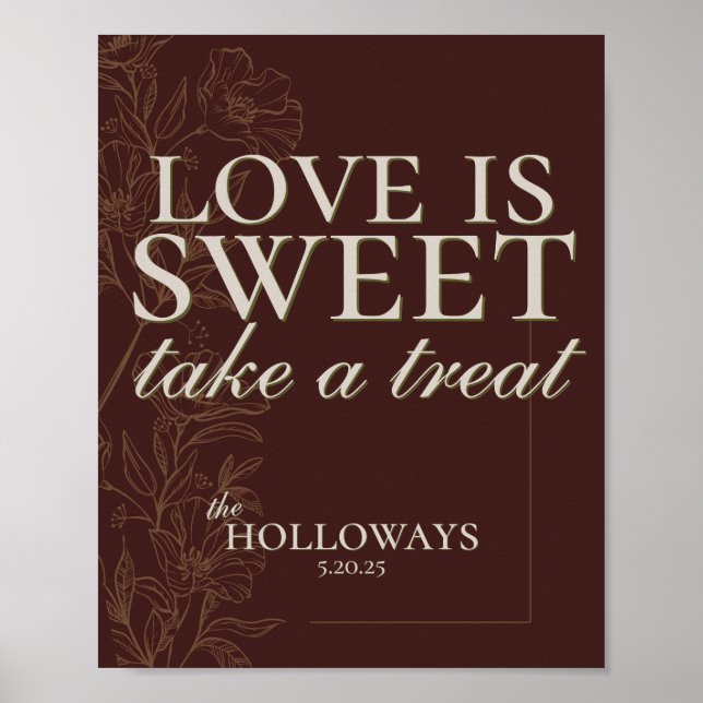 Poster  Modern Earth Tone Treat Wedding Table Sign (Frente)