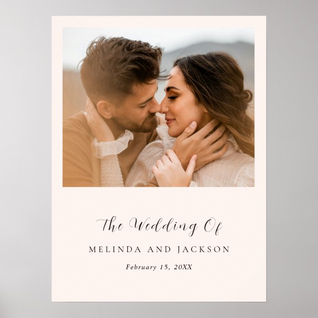 Poster Modern Earthy Neutral Photo Wedding (Frente)