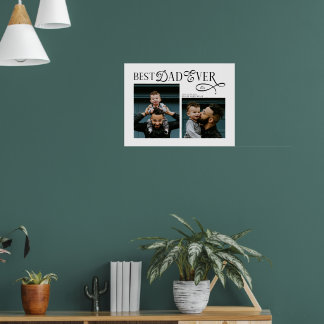 Poster Modern Elegant Best Dad Ever 2 Photos Fathers Day