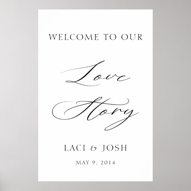 Poster Modern Elegant Calligraphy Welcome Wedding Sign (Frente)