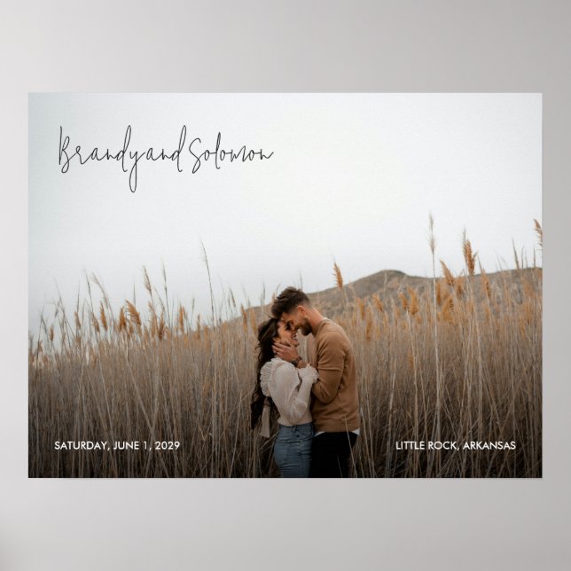 Poster Modern Elegant Photo Wedding Sign (Frente)