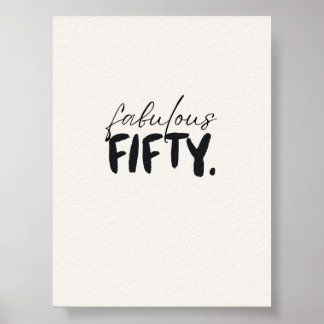 Poster Modern Fabulous Fifty Beige Black Birthday Gift