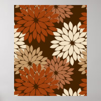 Modern Floral Kimono Impressão, Dark Brown e Tan