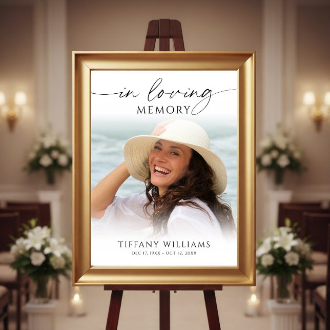 Poster Modern Funeral In Loving Memory Photo Welcome Sign (Criador carregado)