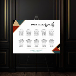 Poster Modern Geometric Art Deco Wedding Seating Chart 