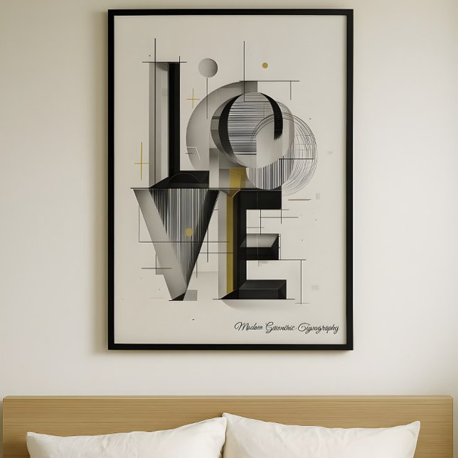 Poster Modern Geometric LOVE Typography Abstract Art (Criador carregado)