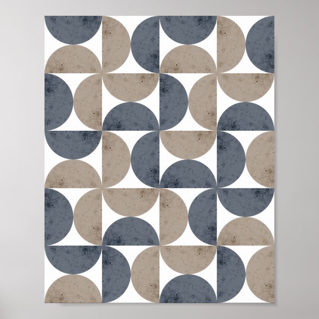 Poster Modern Geometric Textured Half-Moon Mid Century  (Frente)