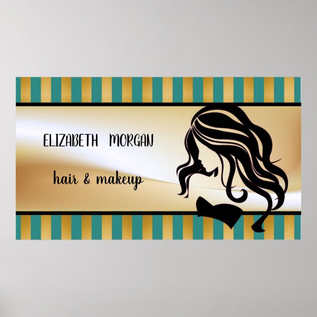 Poster Modern Girl Silhouette,Stripes,Hair ,Makeup (Frente)