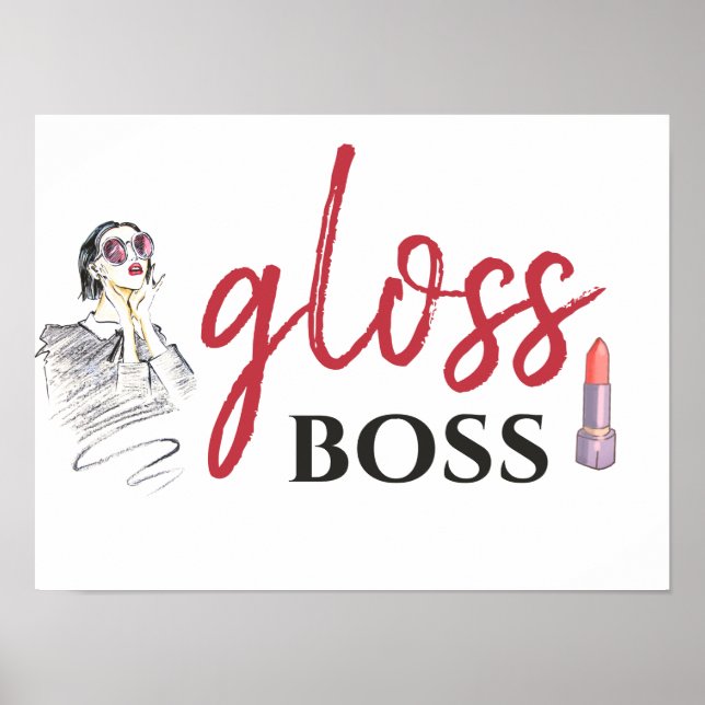 Poster Modern Gloss Boss Girl Black Red Funny Art (Frente)