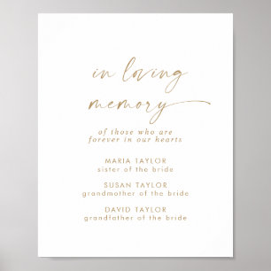 Poster Modern Gold Script In Loving Memory Memorial