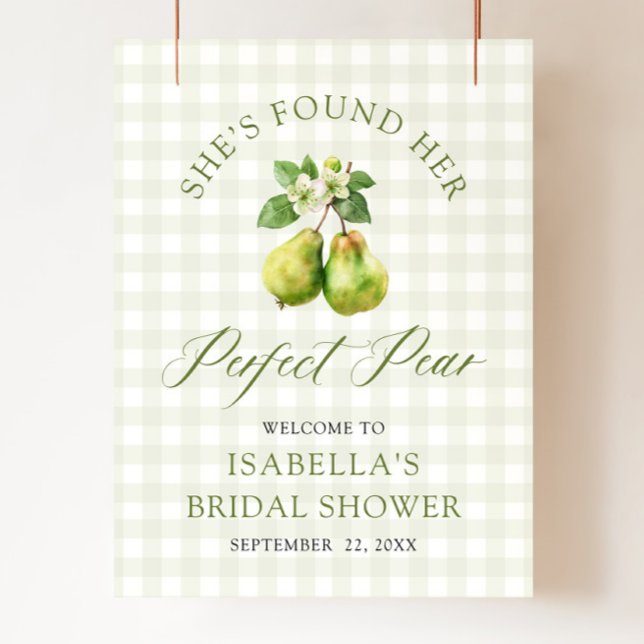 Poster Modern Green Gingham Perfect Pair Bridal Shower (Modern Green Gingham Perfect Pair Bridal Shower Foam Board)