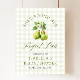 Poster Modern Green Gingham Perfect Pair Bridal Shower