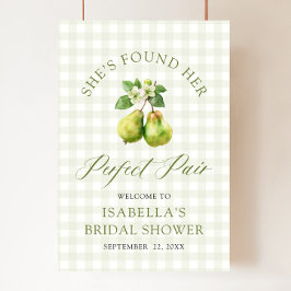 Poster Modern Green Gingham Perfect Pair Bridal Shower