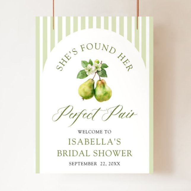 Poster Modern Green Gingham Perfect Pair Bridal Shower (Modern Green Gingham Perfect Pair Bridal Shower Welcome Sign )
