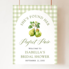 Poster Modern Green Gingham Perfect Pair Bridal Shower