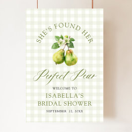 Poster Modern Green Gingham Perfect Pear Bridal Shower