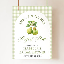 Poster Modern Green Gingham Perfect Pear Bridal Shower