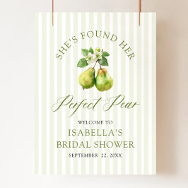 Poster Modern Green Gingham Perfect Pear Bridal Shower