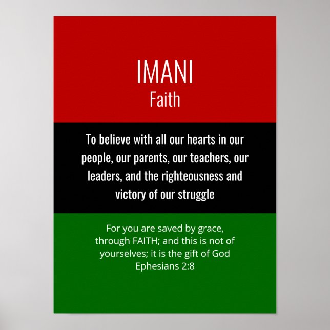 Poster Modern IMANI Faith Christian Kwanzaa (Frente)