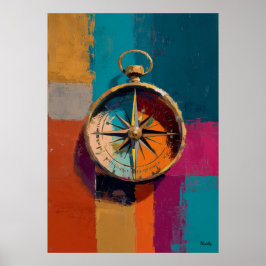 Poster Modern Impressionist Compass Painting Direction