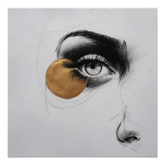 Pôster Modern Line Art Eye Poster – Gold Accent Detail