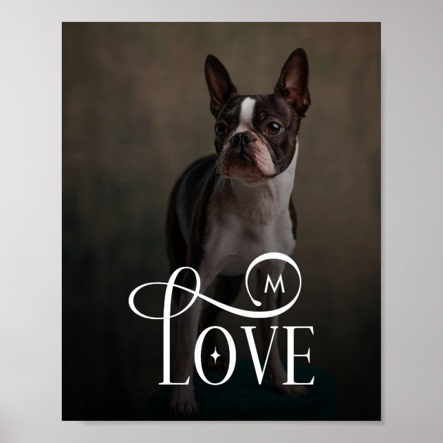 Poster Modern Love Custom Dog Pets Photo Monogram (Frente)