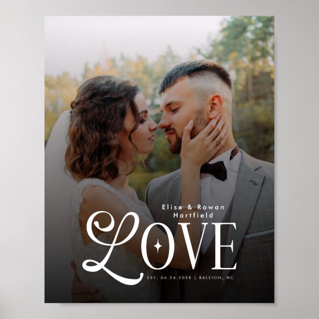 Poster Modern Love Custom Wedding Photo Couples Monogram (Frente)