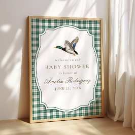 Poster Modern Mallard Duck Gender Neutral Baby Shower