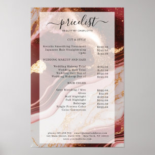 Poster Modern Marble Glitter Salon Preisliste
