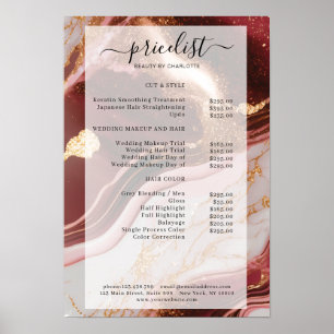 Poster Modern Marble Glitter Salon Preisliste