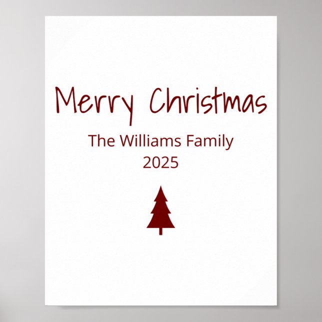 Poster Modern Merry Christmas Simple Evergreen Tree  (Frente)
