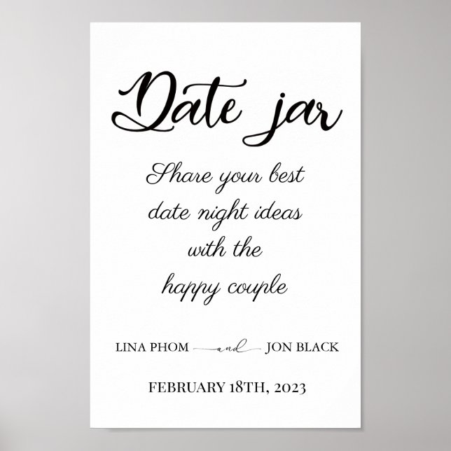 Poster Modern Minimal Date Jar Bridal Shower Activity  (Frente)