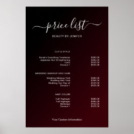 Poster Modern Minimalist Salon Price List Sign for Beauty