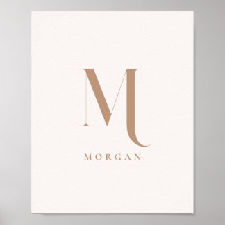 Poster Modern Minimalistic Beige Custom Monogram Initial