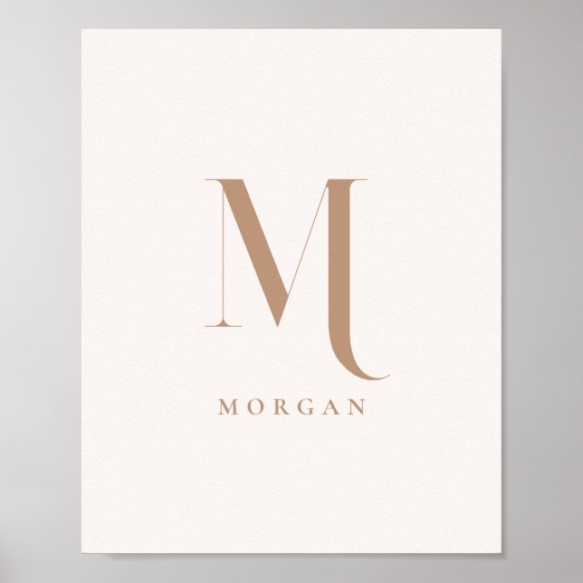 Poster Modern Minimalistic Beige Custom Monogram Initial (Frente)
