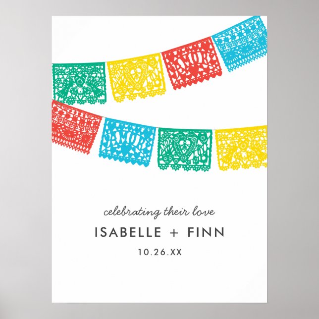 Poster Modern Papel Picado - Sinal de Casamento (Frente)
