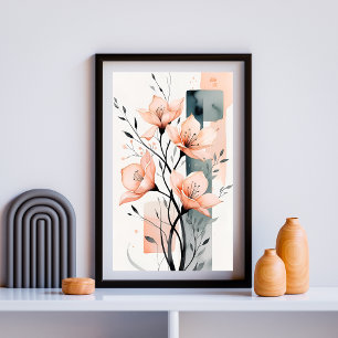 Poster Modern Peach Bloom Harmony
