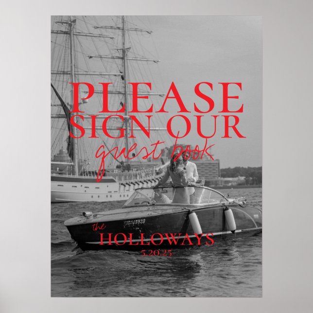 Poster Modern Photo Wedding Guest Book (Frente)