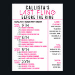 Poster Modern Pink Black Bachelorette Party Itinerary<br><div class="desc">This modern and girly Bachelorette Party Itinerary poster is perfect to keep your event organized and keep your guests informed. It features a neon pink and black girly grunge and contemporary font typography on top of a simple white background. It's a unique, cool, and fun idea to make your special...</div>