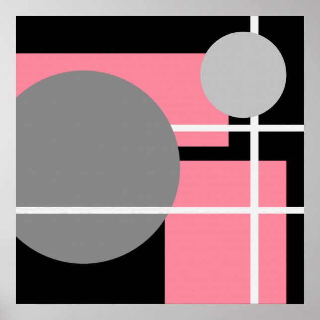 Poster Modern Pink Gray Black White - MS0001 Canvas (Frente)