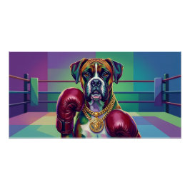 Pôster Modern Pop Art Boxer Dog Boxing Athlete